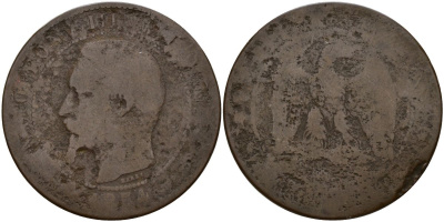 Франция 10 сантимов 1854 KM 771 бронза 4150-831