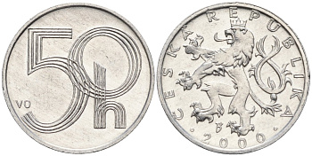 Чехия 50 геллеров 2000 KM 3 алюминий 4152-1013