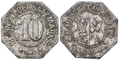 Штендаль (Пруссия, Саксония) 10 пфеннингов ND Funck 520.6, Men1830141.6 железо 4169-1157