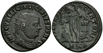 Римская Империя нуммий 321 - 324 Лициний I IOVI CONSERVATORI Кизик Good Very fine (R2) RIC 15 бронза 1073-2-5-5