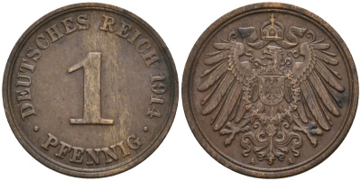 Германия 1 пфенниг 1914 A KM 10, J. 10 медь 4147-1128