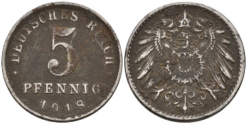 Германия 5 пфеннигов 1918 A KM 19, J. 297 железо 4151-613