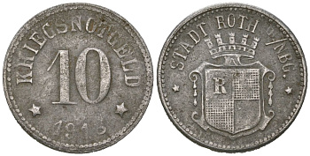 Рот (федеральная Бавария) 10 пфеннингов 1918 Funck 452.4, Men18 27474.4 железо 4164-245