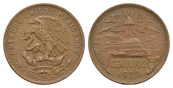 Мексика 20 сентаво 1970 KM 440 бронза 4656-1154