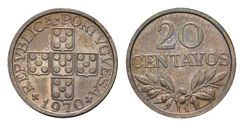 Португалия 20 сентаво 1970 KM 595 бронза UNC 4679-527