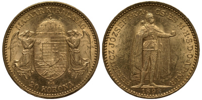 Венгрия 20 корон 1898 Франц Иосиф KM 486 золото UNC 00-809-69