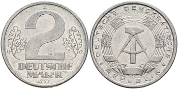 ГДР 2 марки 1957 A KM 14 алюминий 4144-524