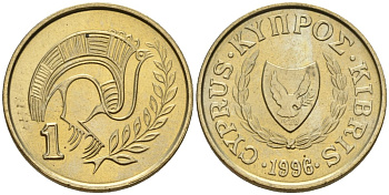 Кипр 1 цент 1996 KM 53.3 никель латунь 4174-1168