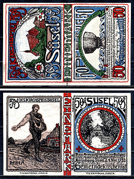 Зюзель (Ольденбург) 1 марка 1920 Mehl Grabowski 1301.1b бумага UNC (пресс) 7556-55-2-2