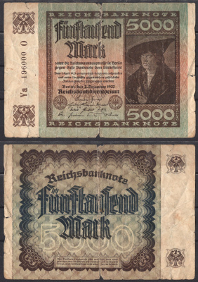 Германия 5000 марок 1922 Pick 81 a бумага 2192-47-1-2