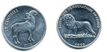 КОНГО 25 САНТИМ 2002 БАРАН 35-158