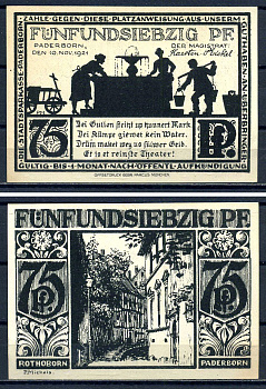 Падерборн (Вестфалия) 75 пфеннигов 1921 DeNG 1/2 1043.6-3/5 бумага UNC (пресс) 7556-5-1-1