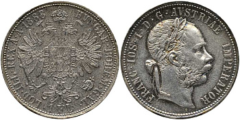 Австрия 1 флорин 1888 А, Франц Иосиф I (1848-1916) KM 2222 серебро 1515-1443