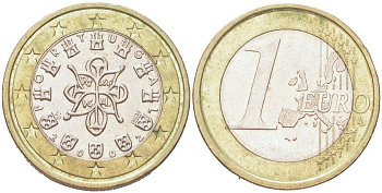 Португалия 1 евро 2002 KM 746 биметалл UNC 4126-714