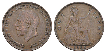Великобритания 1 пенни 1936 Георг V (1910-1936) KM 838, Spink 4055 бронза 4661-811