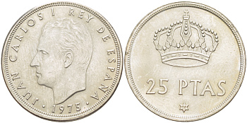 Испания 25 песет 1975 (76) Хуан Карлос I (1975-2014) KM 808 медно-никель XF4185-813