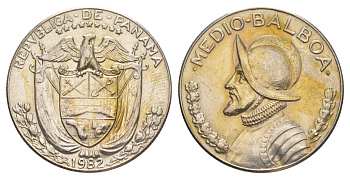 Панама 1/2 бальбоа (50 сентесимо) 1982 KM 12b медь плакированная медно-никелем 4645-114