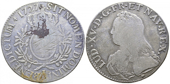 Франция 1 экю 1727 I, Людовик XV KM 486.10 серебро 413-3141