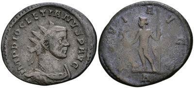 Римская Империя аврелианиан 291 - 292 Диоклетиан IOVI AVGG Юпитер Лугдун Good Very fine RIC 27 бронза 270-922