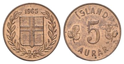 Исландия 5 эйре 1965 KM 9 бронза 4691-341