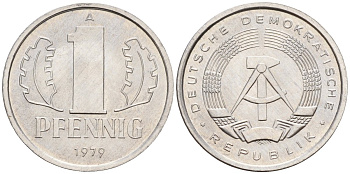 ГДР 1 пфеннииг 1979 A KM 8.2 алюминий 4596-551