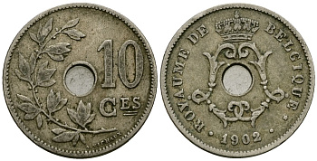 Бельгия 10 сантимов 1902 Belgique KM 48 медно-никель 4172-727