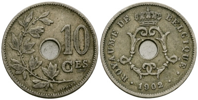 Бельгия 10 сантимов 1902 Belgique KM 48 медно-никель 4172-727