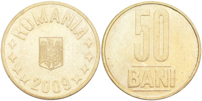 Румыния 50 бани 2009 KM 192 никель латунь 4529-842