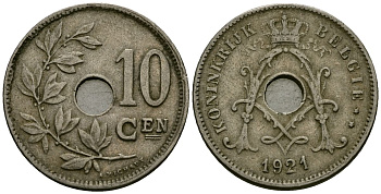 Бельгия 10 сантимов 1921 Belgie KM 86 медно-никель 4172-626