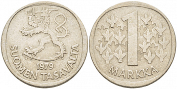 ФИНЛЯНДИЯ 1 МАРКА 1979 K KM 49а медно-никель UNC 3718-853