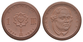 Айзенах 1 марка 1921 Речь на Вормском Рейхстаге 18 апреля 1521 Scheuch 109a фарфор 1094-10-34