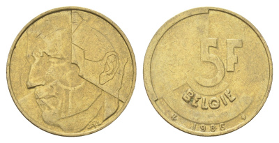 Бельгия 5 франков 1986 Belgie, Бодуэн I (1951-1993) KM 164 медь алюминий никель 4706-311