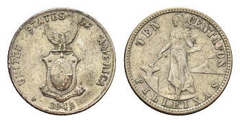 Филиппины 10 сентаво 1944 KM 181 серебро 4659-1215