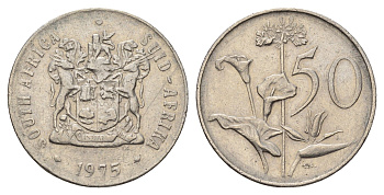 ЮАР 50 центов 1975 Зантедеския Эллиота (калла), герб KM 87 никель 4114-637