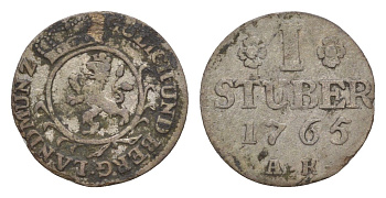 Юлих-Берг 1 штюбер 1765 год-тип Schon 96, Noss Be 967 серебро 650-1433