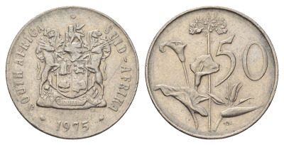 ЮАР 50 центов 1975 Зантедеския Эллиота (калла), герб KM 87 никель 4114-637