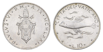 Ватикан 10 лир 1971 KM 119 алюминий UNC 4633-1217