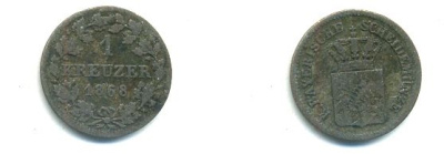 Бавария 1 крейцер 1868 Людвиг II (1864-1886) KM 487 серебро 62-2757