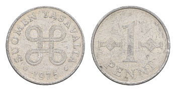 Финляндия 1 пенни 1975 KM 44a алюминий 4647-242