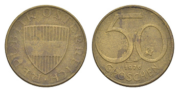 Австрия 50 грошей 1976 KM 2885 алюминиевая бронза 4124-252