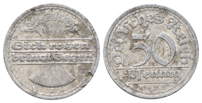 Германия 50 пфеннигов 1922 J KM 27, J. 301 алюминий 4700-1015
