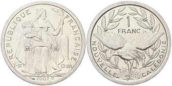 Новая Каледония 1 франк 2002 KM 10 алюминий UNC 4132-151