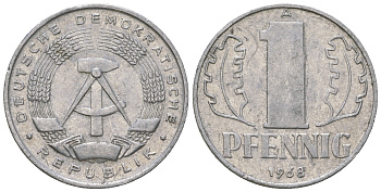 ГДР 1 пфенниг 1968 А КМ 8.1 алюминий 3458-329