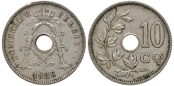 Бельгия 10 сантимов 1926 Belgie KM 86 медно-никель 4163-324