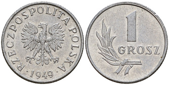 Польша 1 грош 1949 KM 39 алюминий 4189-449