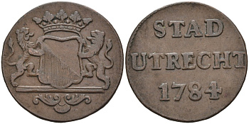 Утрехт (Utrecht), Нидерланды 1 дуит 1784 KM 91 медь 4577-243