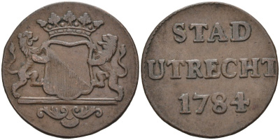 Утрехт (Utrecht), Нидерланды 1 дуит 1784 KM 91 медь 4577-243