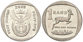 ЮАР 1 ранд 2003 KM 332 медь плакированная медно-никелем 4611-534
