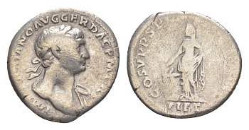 Римская Империя денарий 111 Траян, IMP TRAIANO AVG GER DAC P M TR P, бюст императора/COS V P P S P Q R OPTIMO PRINC PIET , Пиетата, персонификация Благочестия, Рим RIC 104 серебро 1073-1-63