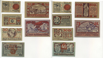 Австрия, Раттенберг в Тироле набор из 6 банкнот 1920 до 31 декабря 1920, нотгельд, 2Х5, 20, 30, 40, 50, 75 геллеров   бумага  aUNC  7555-14-2-1